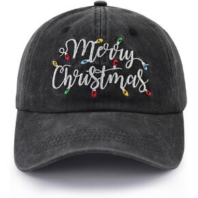 Merry Christmas Baseball Cap for Women Men, Adjustable Embroidered Cotton Xmas Santa Hat