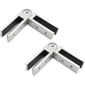2Pcs Adjustable Glass to Glass Bracing Clamp Brush Finish Glass Railing Clamp for 3/8"/9.5mm-1/2"/12.7mm Thinkness Glass for Shower Screens Balustrades Pool Fencing