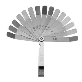 16 Blades Stainless Steel Feeler Gauge, 0.05-1.0mm Dual Marked Metric and Imperial Measuring Tool