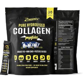 Zammex Bone Broth Collagen Packets-20g Collagen Protein-Bone Broth Powder to Go-30 Travel Packets-Supports Skin Nails Joints, Gut Health | Gluten-Free |Keto & Paleo Friendly-Natural Flavor