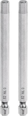 HARFINGTON 2pcs Hex Head Wrench Drill Bit 6mm (H6) Metric 1/4" Hex Shank 100mm (4") Long Magnetic S2 Steel Screwdriver Bits Industrial Grade Hexagon Flat Tip Drill Bits for Screws in Saudi Arabia