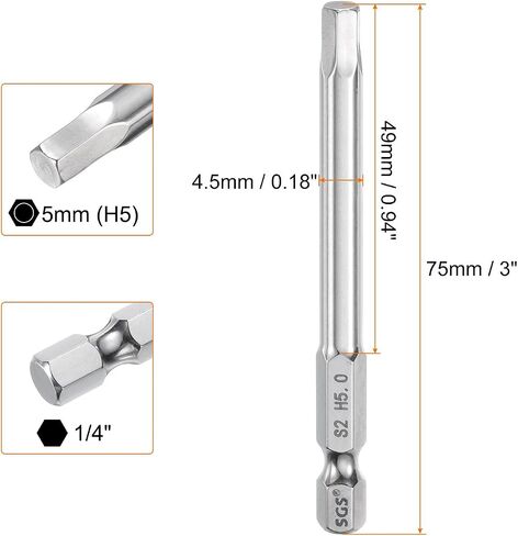 HARFINGTON 2pcs Hex Head Wrench Drill Bit 6mm (H6) Metric 1/4" Hex Shank 100mm (4") Long Magnetic S2 Steel Screwdriver Bits Industrial Grade Hexagon Flat Tip Drill Bits for Screws in Saudi Arabia