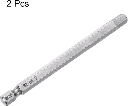 HARFINGTON 2pcs Hex Head Wrench Drill Bit 6mm (H6) Metric 1/4" Hex Shank 100mm (4") Long Magnetic S2 Steel Screwdriver Bits Industrial Grade Hexagon Flat Tip Drill Bits for Screws in Saudi Arabia