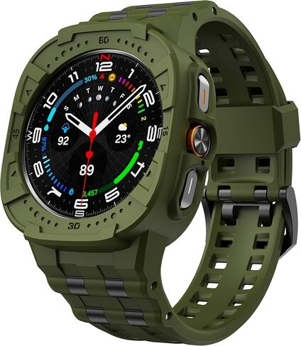 سوار ساعة متوافق مع ساعة سامسونج جالاكسي 7 الترا 47 ملم مع حافظة، سوار متين لساعة جالاكسي الترا مع حافظة واقية in Kuwait