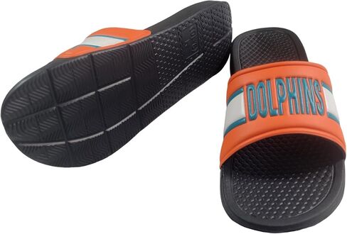FOCO NFL Miami Dolphins Men's Raised Wordmark Sport Shower Slide Sandals, Black, S in Saudi Arabia