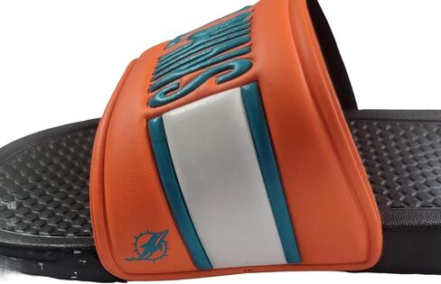 FOCO NFL Miami Dolphins Men's Raised Wordmark Sport Shower Slide Sandals, Black, S in Saudi Arabia