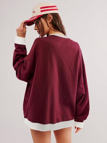 Women's Oversized Sweatshirt Casual Crewneck Shirt Long Sleeve Color block Pullover Tunic Tops in Kuwait