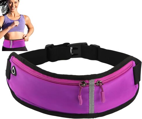 Running Belt, Running Belt for Phone, Flip Belt Large Capacity Running Belt with Adjustable Strap, Fanny Packs for Women Men Cross Body, with Zipper, for Running and Outdoor Activities(Purple) in Saudi Arabia