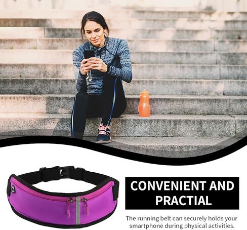 Running Belt, Running Belt for Phone, Flip Belt Large Capacity Running Belt with Adjustable Strap, Fanny Packs for Women Men Cross Body, with Zipper, for Running and Outdoor Activities(Purple) in Saudi Arabia