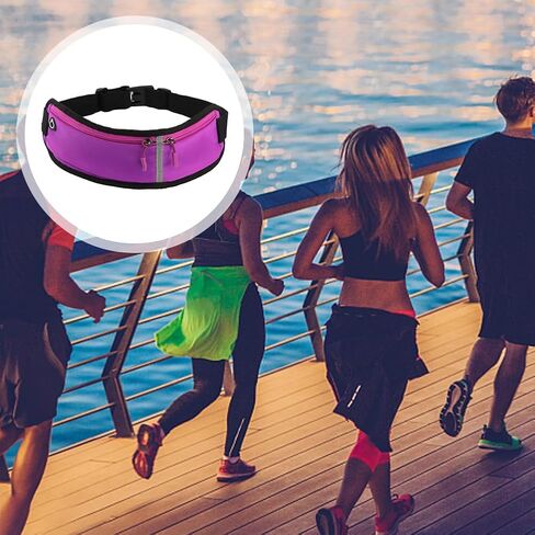 Running Belt, Running Belt for Phone, Flip Belt Large Capacity Running Belt with Adjustable Strap, Fanny Packs for Women Men Cross Body, with Zipper, for Running and Outdoor Activities(Purple) in Saudi Arabia
