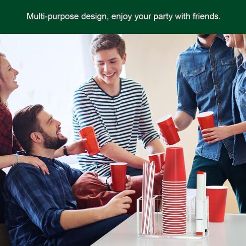 Cup Holder with Marker Slot, Party Cup Dispenser Acrylic Cup Organizer Mark Your Cup and Drink Up Caddy Modern Bar Counter Decor, Clear in Kuwait