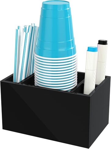 Cup Holder with Marker Slot, Party Cup Dispenser Acrylic Cup Organizer Mark Your Cup and Drink Up Caddy Modern Bar Counter Decor, Clear in Kuwait