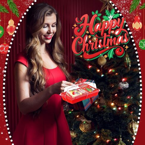 50 Pcs Christmas Charcuterie Boxes with Ropes and Cards, 7.5 Inches Dessert Boxes with Clear Lids, Red Green Disposable Food Containers for Sandwich Sushi Cake Cookies Xmas Party Favor in Saudi Arabia