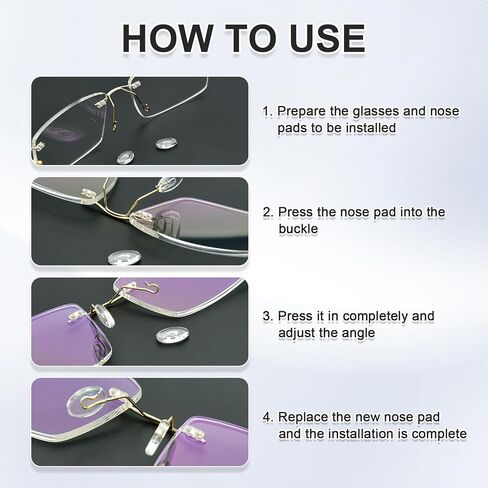 10 Pairs Push in Eyeglass Nose Pads for Glasses, Eye Glass Nose Pads, Nose Pieces for Eyeglasses, Anti-Slip Push-in Soft Silicone Nose Pieces Pad for Rimless/Frameless Eyewear Frame, Sunglasses in Saudi Arabia