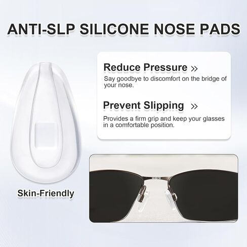 10 Pairs Push in Eyeglass Nose Pads for Glasses, Eye Glass Nose Pads, Nose Pieces for Eyeglasses, Anti-Slip Push-in Soft Silicone Nose Pieces Pad for Rimless/Frameless Eyewear Frame, Sunglasses in Saudi Arabia