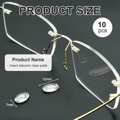 10 Pairs Push in Eyeglass Nose Pads for Glasses, Eye Glass Nose Pads, Nose Pieces for Eyeglasses, Anti-Slip Push-in Soft Silicone Nose Pieces Pad for Rimless/Frameless Eyewear Frame, Sunglasses in Saudi Arabia