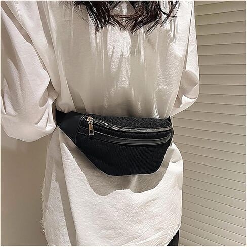 Women's Mini Fanny Pack Waist Bag Shoulder Crossbody Chest Bags Handbags Stylish Corduroy Bumbag for Party Travel in Saudi Arabia