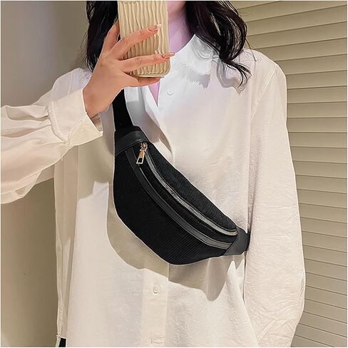 Women's Mini Fanny Pack Waist Bag Shoulder Crossbody Chest Bags Handbags Stylish Corduroy Bumbag for Party Travel in Saudi Arabia