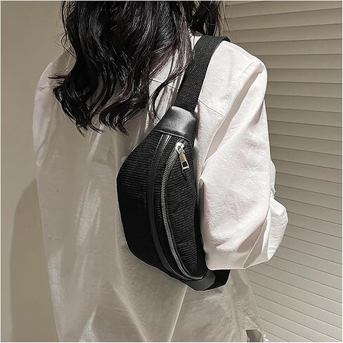 Women's Mini Fanny Pack Waist Bag Shoulder Crossbody Chest Bags Handbags Stylish Corduroy Bumbag for Party Travel in Saudi Arabia