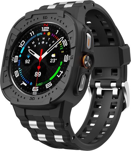 سوار ساعة T-ENGINE متوافق مع ساعة Samsung Galaxy Watch 7 Ultra مقاس 47 ملم مع حافظة، سوار Galaxy Watch Ultra المتين مع حافظة واقية (أخضر جيشي) in Kuwait