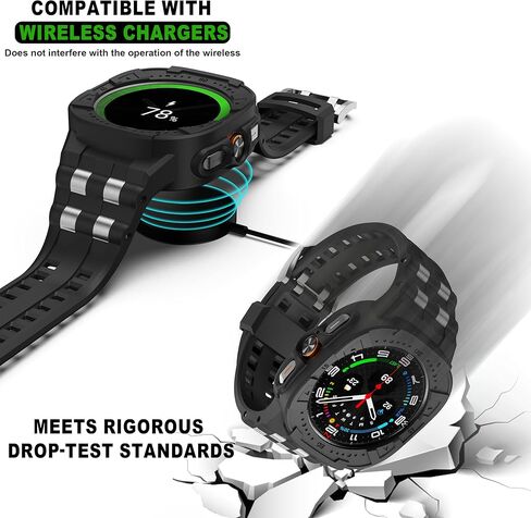 سوار ساعة T-ENGINE متوافق مع ساعة Samsung Galaxy Watch 7 Ultra مقاس 47 ملم مع حافظة، سوار Galaxy Watch Ultra المتين مع حافظة واقية (أخضر جيشي) in Kuwait