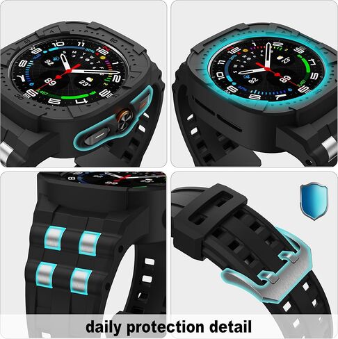 سوار ساعة T-ENGINE متوافق مع ساعة Samsung Galaxy Watch 7 Ultra مقاس 47 ملم مع حافظة، سوار Galaxy Watch Ultra المتين مع حافظة واقية (أخضر جيشي) in Kuwait