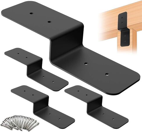 4 Piece Heavy Duty Steel Z Bracket 6" Post and Beam Support, Double Angle Channel Angle Support for Wood Shelf Fixing Timber Connector Pergola Bracket, 3" Width, 1/8" Thickness (6 inches) in Saudi Arabia