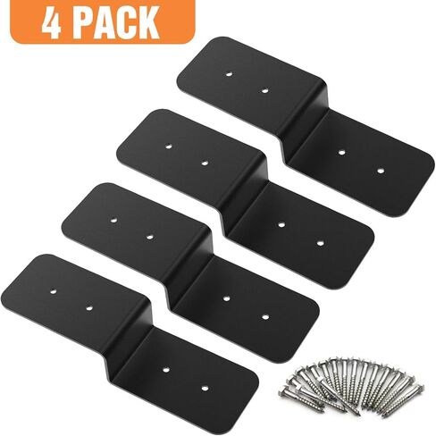 4 Piece Heavy Duty Steel Z Bracket 6" Post and Beam Support, Double Angle Channel Angle Support for Wood Shelf Fixing Timber Connector Pergola Bracket, 3" Width, 1/8" Thickness (6 inches) in Saudi Arabia