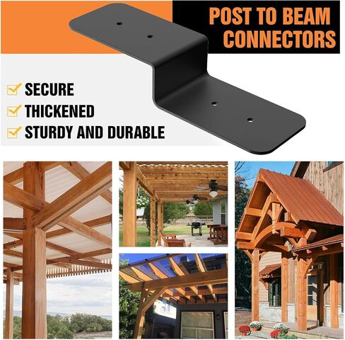 4 Piece Heavy Duty Steel Z Bracket 6" Post and Beam Support, Double Angle Channel Angle Support for Wood Shelf Fixing Timber Connector Pergola Bracket, 3" Width, 1/8" Thickness (6 inches) in Saudi Arabia