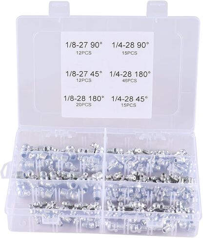 Grease Fittings Kit 400Pcs Metric Grease Fitting Assortment Hydraulic Grease Zerk Fittings Standard with 1/4-28 1/8-27 M6 M10, Straight, 90 Degree, 45 Degree Angled Grease Zerks in Saudi Arabia