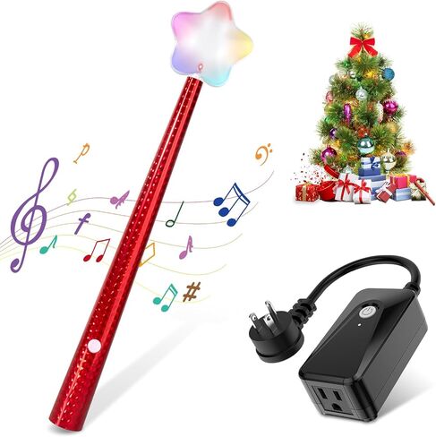 Magic Christmas Light Wand,Wireless Remote Control Outlet for Christmas Tree Lights and Home Decoration Lights,Remote Magic Switch Kit with Music Surpised for Kids,Red in Saudi Arabia