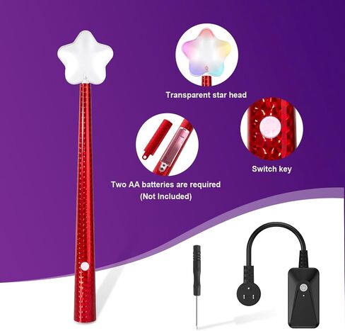 Magic Christmas Light Wand,Wireless Remote Control Outlet for Christmas Tree Lights and Home Decoration Lights,Remote Magic Switch Kit with Music Surpised for Kids,Red in Saudi Arabia