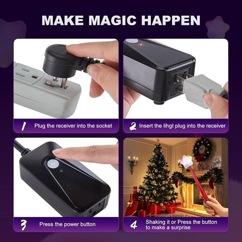 Magic Christmas Light Wand,Wireless Remote Control Outlet for Christmas Tree Lights and Home Decoration Lights,Remote Magic Switch Kit with Music Surpised for Kids,Red in Saudi Arabia