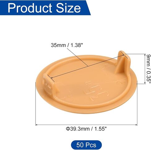 uxcell 50Pcs Hinge Hole Covers, 35mm(1 3/8") Dia Plastic Concealed Hole Cover Round Flush Type Caps for Furniture Cabinet Cupboard, Black in Saudi Arabia