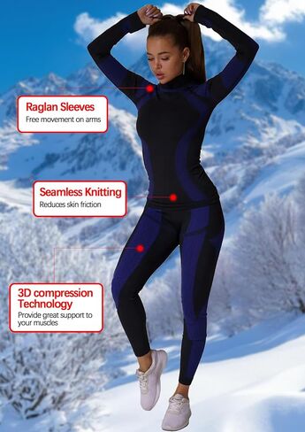 Inno Seamless Thermal Underwear for Women Pajama Set Sports Ski Warm Base Layer Set Winter Fall Cold Weather Top and Bottom in Kuwait