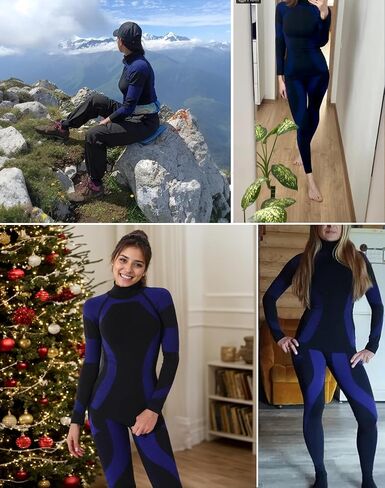 Inno Seamless Thermal Underwear for Women Pajama Set Sports Ski Warm Base Layer Set Winter Fall Cold Weather Top and Bottom in Kuwait