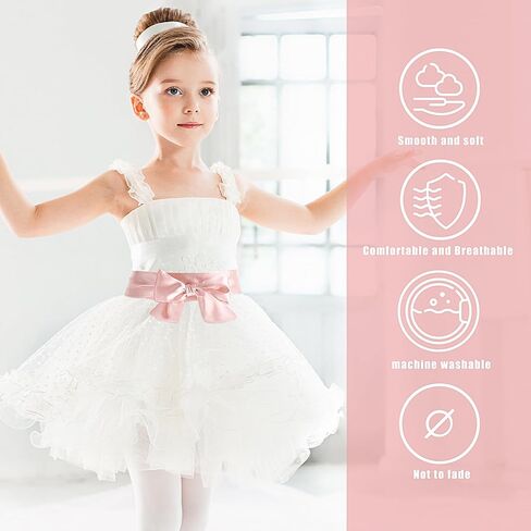 حزام وشاح أسود من Aster للفتيات، وشاح كلاسيكي بسيط للفتيات على شكل زهرة، أحزمة خصر طويلة لحفلات الزفاف، بعرض 1.96 بوصة in Kuwait