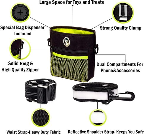 PERRAMA Dog Treat Bag, Training Pouch for Small and Large Dogs with Clicker and Collapsible Food Bowl BPA Free – Pet Treats Tote Bag with Waist and Shoulder Reflective Straps and Belt Clip (Blue) in Saudi Arabia
