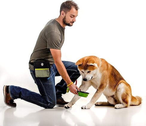 PERRAMA Dog Treat Bag, Training Pouch for Small and Large Dogs with Clicker and Collapsible Food Bowl BPA Free – Pet Treats Tote Bag with Waist and Shoulder Reflective Straps and Belt Clip (Blue) in Saudi Arabia