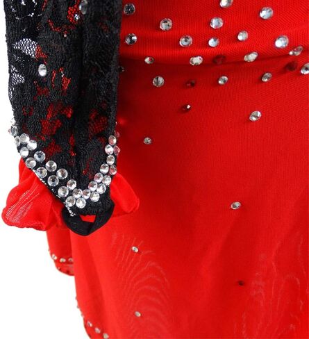 Figure Skating Dress Plus for Women Black Lace Lady Design Leotards Competition Skating Dress in Kuwait