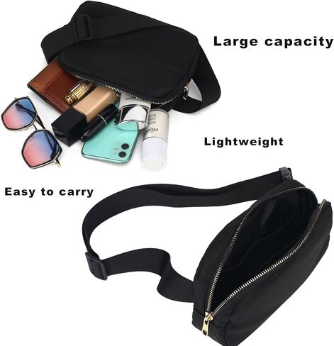 Fanny Packs for Women Men, Fashionable Crossbody Fanny Packs for Women, with Adjustable Strap Lightweight Waterproof Belt Bag for Running Cycling Traveling Hiking (Black) in Saudi Arabia