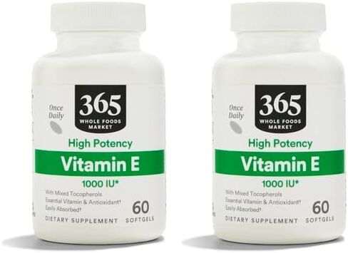 365 by Whole Foods Market، فيتامين E عالي الفعالية 1000 وحدة دولية، 60 كبسولة هلامية in Kuwait