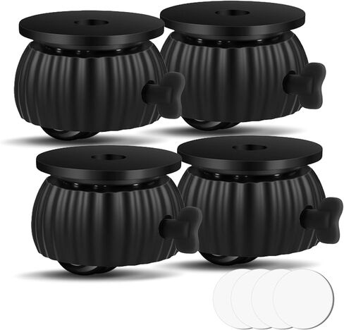 HOWDIA Self Adhesive Mini Caster Wheels, 4 Pack Braked Small Universal Wheels for Furniture Bucket 28 LBS Load Capacity Per Wheel, Low Profile Roller Casters for Small Appliance Storage Bins(Black) in Kuwait