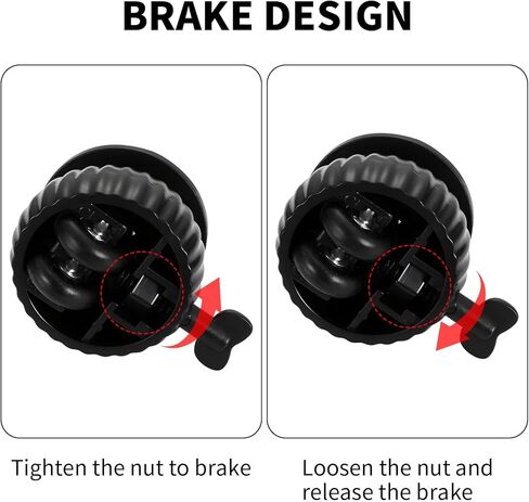 HOWDIA Self Adhesive Mini Caster Wheels, 4 Pack Braked Small Universal Wheels for Furniture Bucket 28 LBS Load Capacity Per Wheel, Low Profile Roller Casters for Small Appliance Storage Bins(Black) in Kuwait