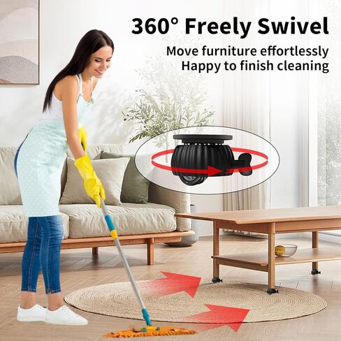 HOWDIA Self Adhesive Mini Caster Wheels, 4 Pack Braked Small Universal Wheels for Furniture Bucket 28 LBS Load Capacity Per Wheel, Low Profile Roller Casters for Small Appliance Storage Bins(Black) in Kuwait