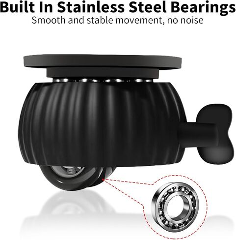 HOWDIA Self Adhesive Mini Caster Wheels, 4 Pack Braked Small Universal Wheels for Furniture Bucket 28 LBS Load Capacity Per Wheel, Low Profile Roller Casters for Small Appliance Storage Bins(Black) in Kuwait