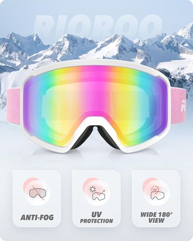 Ski/Snowboard Goggles for Men Women, OTG Snow Goggles Anti Fog 100% UV Protection Snowboarding Goggles in Kuwait