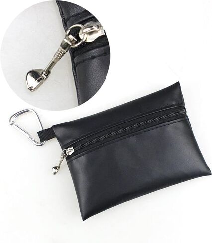 JJLFresheners Black Mini Golf Tee Pouch Bag, Golf Ball Tee Storage Bag Leather Golf Tees Pocket with Zipper, Golf Supplies Accessories Golf Club Bag Accessories in Saudi Arabia
