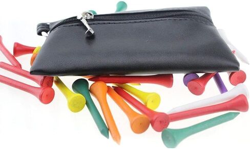 JJLFresheners Black Mini Golf Tee Pouch Bag, Golf Ball Tee Storage Bag Leather Golf Tees Pocket with Zipper, Golf Supplies Accessories Golf Club Bag Accessories in Saudi Arabia