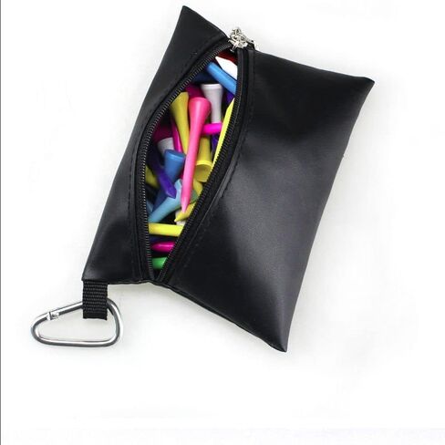 JJLFresheners Black Mini Golf Tee Pouch Bag, Golf Ball Tee Storage Bag Leather Golf Tees Pocket with Zipper, Golf Supplies Accessories Golf Club Bag Accessories in Saudi Arabia